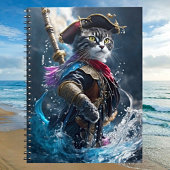 Whimsical kat piraat avontuur notitieboek