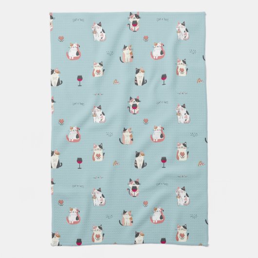 Whimsical Kat & Wijn Keuken Handdoeken (Verticaal)