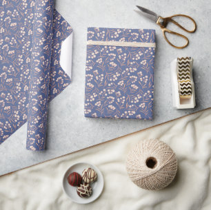 Whimsical katoen bloem blauw cadeaupapier