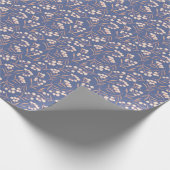 Whimsical katoen bloem blauw cadeaupapier (Hoek)