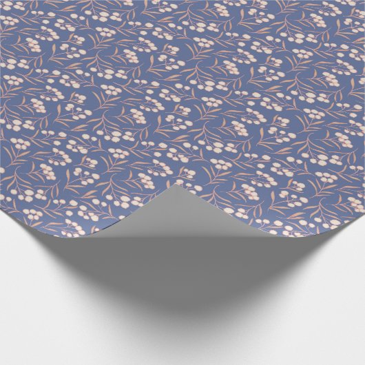 Whimsical katoen bloem blauw cadeaupapier (Hoek)