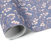 Whimsical katoen bloem blauw cadeaupapier (Rol Hoek)