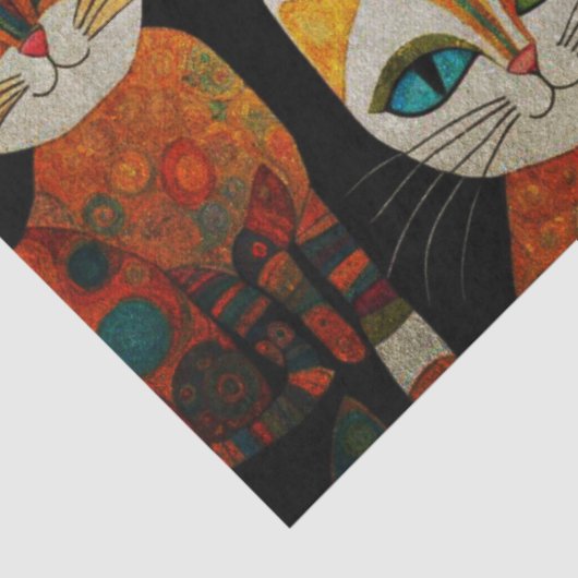 Whimsical Katten Decoupage Weefselpapier Tissuepapier (Detail)