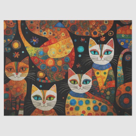 Whimsical Katten Decoupage Weefselpapier Tissuepapier (Voorkant)