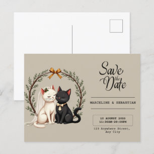 Whimsical Kattenbruiloft Save the Date Briefkaart