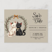 Whimsical Kattenbruiloft Save the Date Briefkaart (Voorkant)