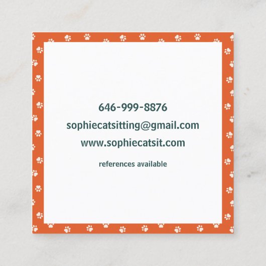 Whimsical kattenpootpatroon Huis & kat Zitten Vierkante Visitekaartje (Achterkant)