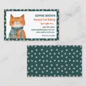 Whimsical kattenpootpatroon Huis & kat Zitten Visitekaartje (Voorkant / Achterkant)