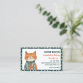 Whimsical kattenpootpatroon Huis & kat Zitten Visitekaartje (Staand voorkant)