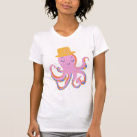 Whimsical Kawaii Cartoon Style Dansend Octopus Art