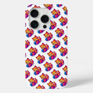 Whimsical Kawaii Cat Breien Scene met Oversized iPhone 15 Pro Case