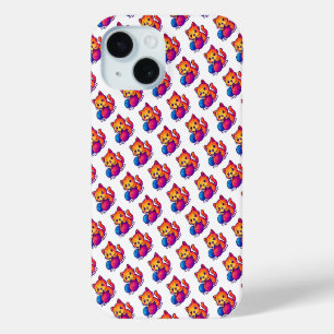 Whimsical Kawaii Cat Breien Scene met Oversized iPhone 15 Case