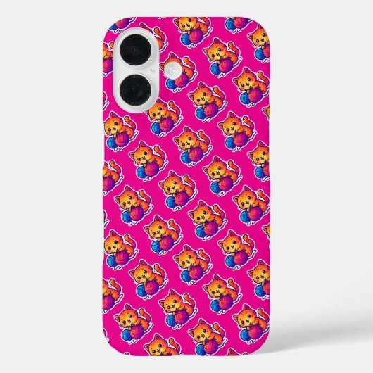 Whimsical Kawaii Cat Breien Scene met Oversized Case-Mate iPhone Case (Achterkant)