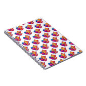 Whimsical Kawaii Cat Breien Scene met Oversized Notitieboek (Rechterzijde)