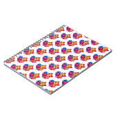 Whimsical Kawaii Cat Breien Scene met Oversized Notitieboek (Linkerzijde)