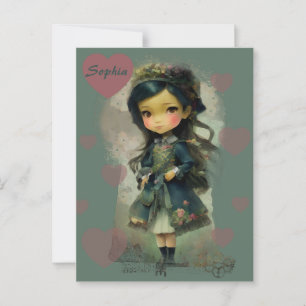 Whimsical Kawaii Fairy Tale Girl Briefkaart
