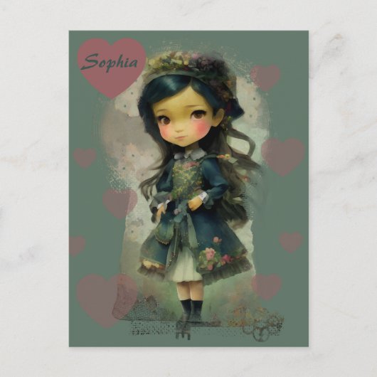 Whimsical Kawaii Fairy Tale Girl Briefkaart (Voorkant)