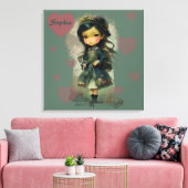 Whimsical Kawaii Fairy Tale Girl Canvas Afdruk (Insitu (Woonkamer))