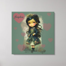 Whimsical Kawaii Fairy Tale Girl Canvas Afdruk