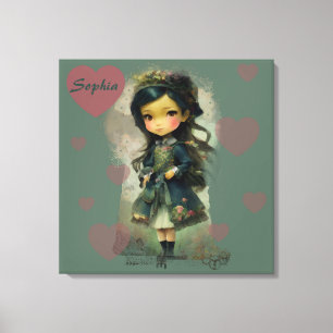 Whimsical Kawaii Fairy Tale Girl Canvas Afdruk