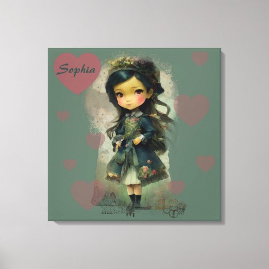 Whimsical Kawaii Fairy Tale Girl Canvas Afdruk (Voorkant)
