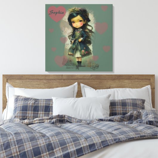 Whimsical Kawaii Fairy Tale Girl Canvas Afdruk (Insitu (Slaapkamer))