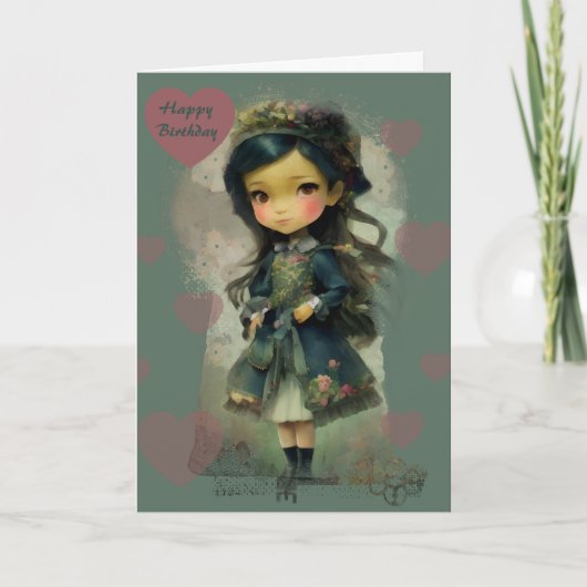 Whimsical Kawaii Fairy Tale Girl Kaart (Voorkant)