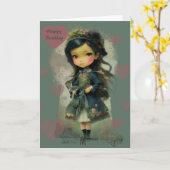 Whimsical Kawaii Fairy Tale Girl Kaart (Gele Bloem)