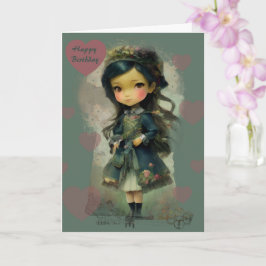 Whimsical Kawaii Fairy Tale Girl Kaart