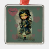 Whimsical Kawaii Fairy Tale Girl Metalen Ornament (Voorkant)