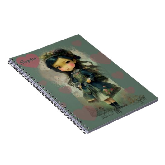 Whimsical Kawaii Fairy Tale Girl Notitieboek (Rechterzijde)