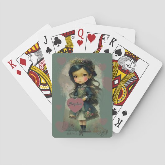 Whimsical Kawaii Fairy Tale Girl Pokerkaarten (Achterkant)