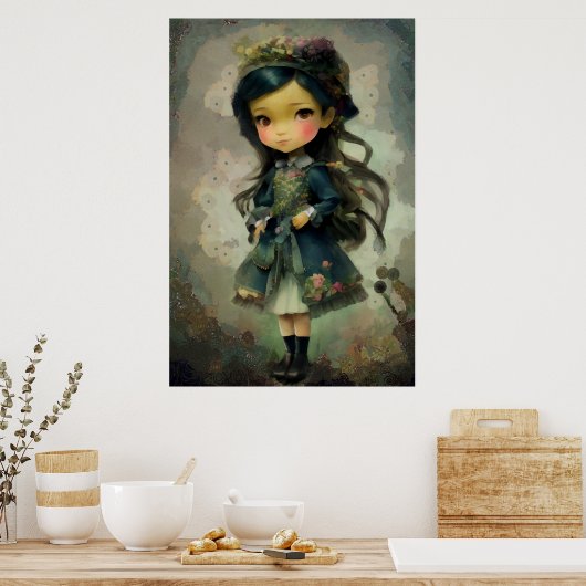 Whimsical Kawaii Fairy Tale Girl Poster (Keuken)