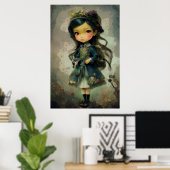 Whimsical Kawaii Fairy Tale Girl Poster (Thuiskantoor)