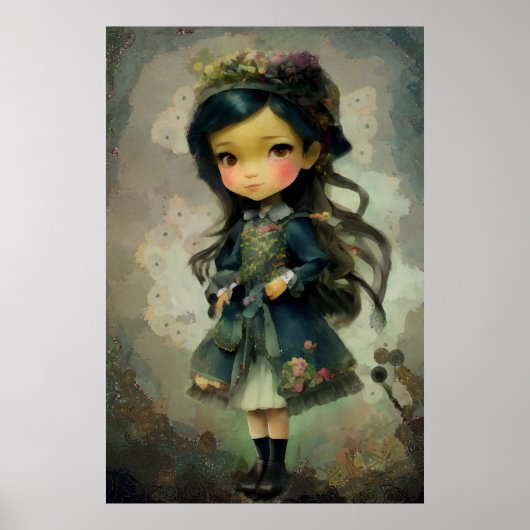 Whimsical Kawaii Fairy Tale Girl Poster (Voorkant)