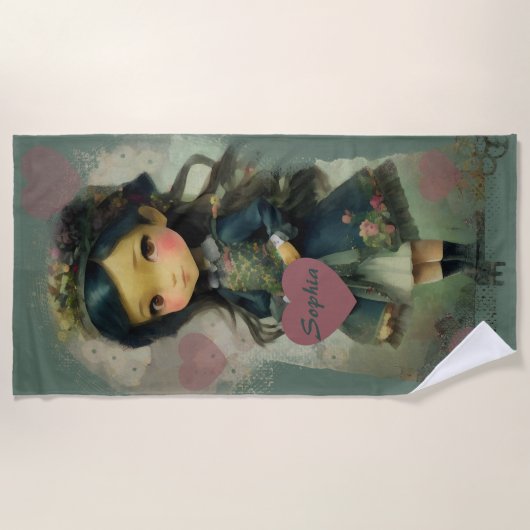 Whimsical Kawaii Fairy Tale Girl Strandlaken (Voorkant)