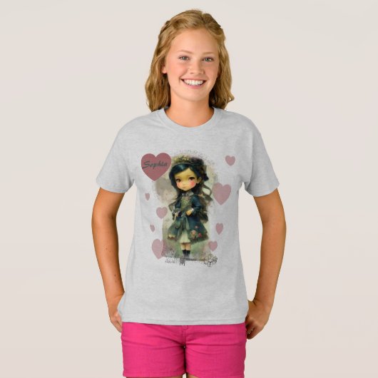 Whimsical Kawaii Fairy Tale Girl T-shirt (Voorkant volledig)