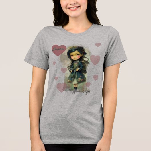 Whimsical Kawaii Fairy Tale Girl Tri-Blend Shirt (Voorkant)