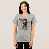 Whimsical Kawaii Fairy Tale Girl Tri-Blend Shirt (Voorkant volledig)