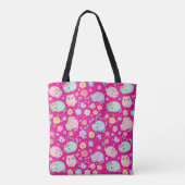 Whimsical Kawaii Pastel Cat and Floral Seamless  Tote Bag (Achterkant)