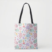 Whimsical Kawaii Pastel Cat and Floral Seamless  Tote Bag (Voorkant)