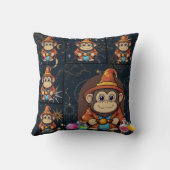 Whimsical Kawaii Wizard Monkey Print Kussen (Achterkant)