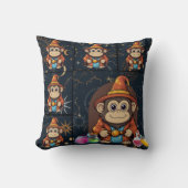 Whimsical Kawaii Wizard Monkey Print Kussen (Voorkant)