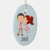 Whimsical Kening Couple Keepomwille Jaar Keramisch Ornament (Rechts)