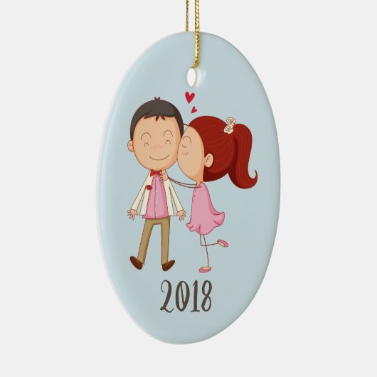 Whimsical Kening Couple Keepomwille Jaar Keramisch Ornament (Rechts)
