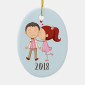 Whimsical Kening Couple Keepomwille Jaar Keramisch Ornament (Voorkant)