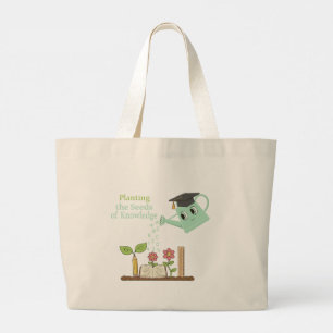 Whimsical "Kenniszaadjes Plantende" Onderwijzer Grote Tote Bag