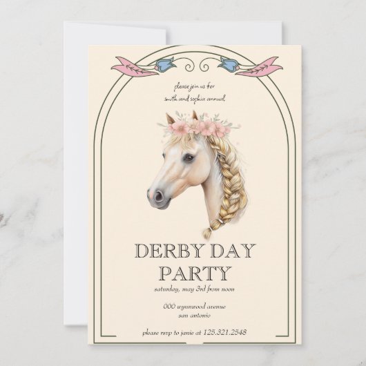Whimsical Kentucky Derby-feest uitnodiging | Paard (Voorkant)