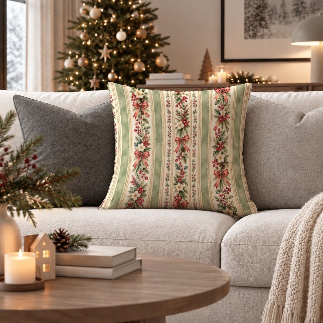 Whimsical Kerst Botanisch Sierkussen (Whimsical Christmas Botanical Decorative Pillow)