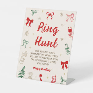 Whimsical Kerst Bruidsdouche Ringjacht Game Reclamebord Met Voetstuk